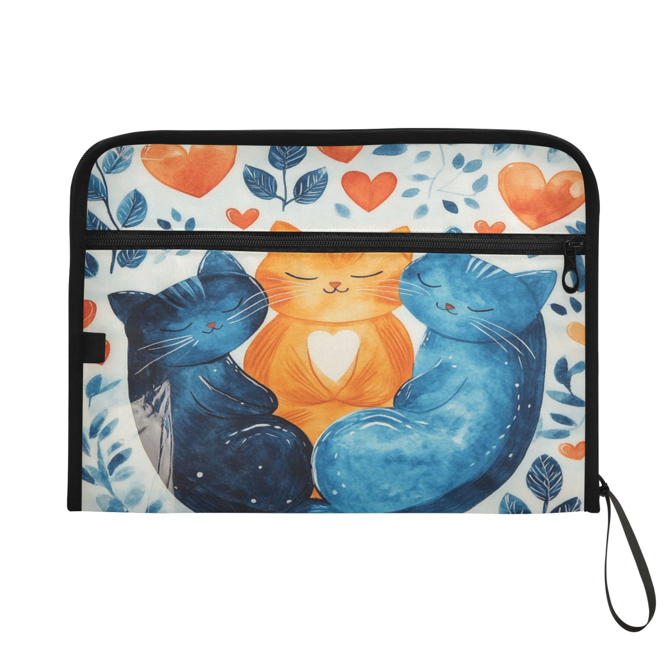 WOBOGO Curled Up Kitten Expanding File Folder Letter Size Accordion Filing Organizer 13 Pocket Separate Organ Pocket