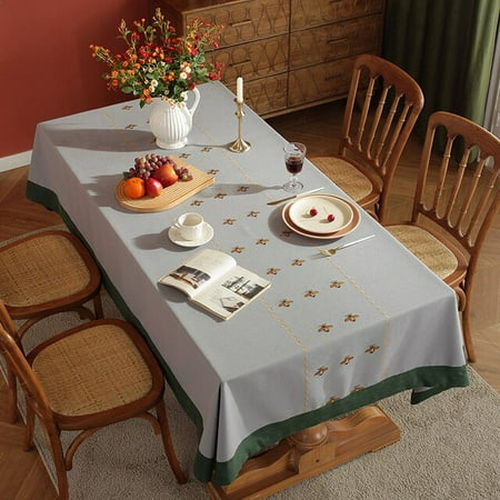 

ASWMXR Luxury Embroidery Bee Tablecloth Cotton Linen Table Cover for Dining Table Home Decor Rectangular Kitchen Table Cloth Mesa Towel