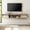 Oak, variant on Sliding Barn Door Floating TV Stand with Charging Station,White