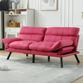 thumbnail image 5 of Memory Foam Futon,Convertible Futon Sofa Bed with Adjustable Armrests,Upholstered Futon Couch Sleeper Sofa for Compact Small Space,Rose Red, 5 of 7