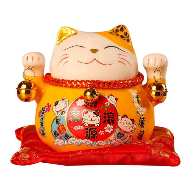 Lucky Cat Saving Pot, Lucky Cat Coin Bank Lovely Wish Exquisite Pattern Ceramic For Office