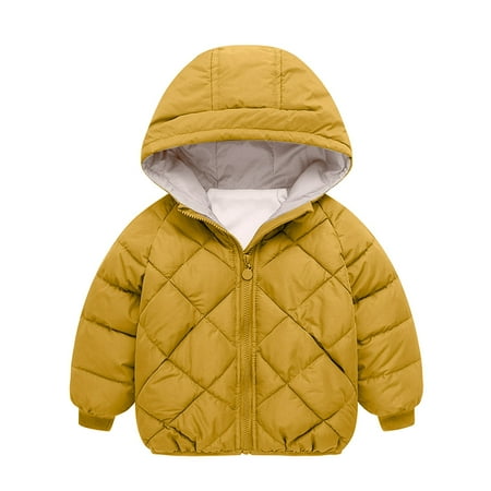 

QWERTYU Toddler Baby Child Children Kids Boy Girls Long Sleeve Zip Up Outerwear Hooded Thicken Coat Padded Fall Winter Puffer Jacket 1Y-7Y
