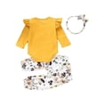 thumbnail image 2 of KidPika Baby Girl Floral Shirt Romper Pants Headband, 3-Piece Set, 2 of 4