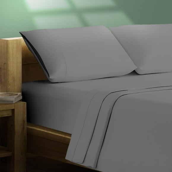 Texas Linen Co. 100% Organic Cotton Percale Sheets Twin XL Size - 3 Piece Twin XL Percale Sheet Set, 16"" Deep Pocket Twin XL Percale Sheets, Crisp, Cooling Sheets, Dorm Room Sheets Twin XL - Dark Gre