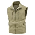 thumbnail image 2 of Men's Lightweight Vest Sleeveless Outdoor Work Jacket for Travel Hiking Running Khaki XL, 2 of 7