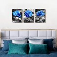 thumbnail image 3 of Bedroom Wall Art For Living Room Bathroom Wall Decor For Kitchen Family Pictures Artwork Black And White Blue Rose Flowers Canvas Paintings 12" X 16" 3 Pieces Framed Modern Office Home Decorations, 3 of 6