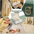 thumbnail image 4 of Jewelry Box for Women Girl Wife - Large PU Leather Jewelry Organizer Storage Case with 3 Layers Display for Earrings Bracelets Rings Watches (White), 4 of 8