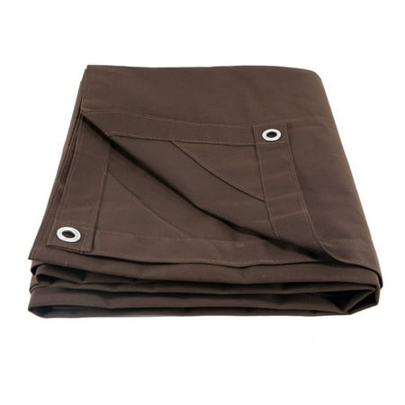 16 x 20 Dark Brown 12oz Canvas Tarp with Grommets - Water Resistant - Heavy Duty Canvas Tarps - Multipurpose Tarpaulin Cover for Canopy Tent Roof Camping Semi Trucks & Cargo