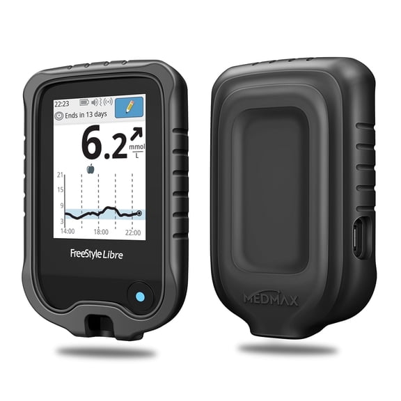 MEDMAX Silicone Case for Freestyle Libre 3 2 / Libre Reader, Lightweight Shockproof Anti Slip Protective Cover Soft Gel Skin with Raised Bezel, Black