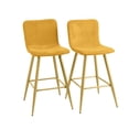 thumbnail image 1 of Homylin Modern Counter Height Bar Stools Set of 2, 30" Upholstered Bar Chairs Dining Stool with Backs, Golden Legs and Footrest for Home Bar Kitchen Island, 1 of 9