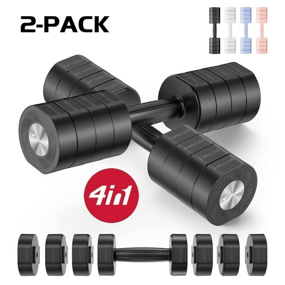 MERACH 4-in-1 Adjustable Dumbbells, 8.8 lb Set of 2 Hand Weights for Home Workouts, Compact Free Weights for Strength Training, Black