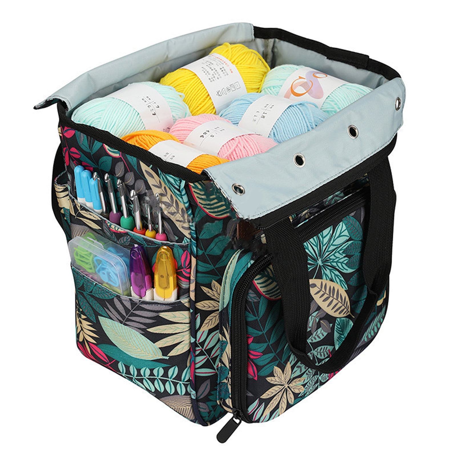Crochet Organizer Bag,Knitting Storage Organizer,Wool Storage Bag Multifunction Organizer Crochet Knitting Yarn Tote Craft Sewing Supplies
