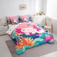 thumbnail image 3 of Manfei Kawaii Axolotl Bedding Comforter Set 7pcs for Teens Kids,Cartoon Animal Queen Bedding Sets Super Cozy,Cute Marine Salamander Queen Sheet Sets,Lightweight Room Decor,Reversible, 3 of 8