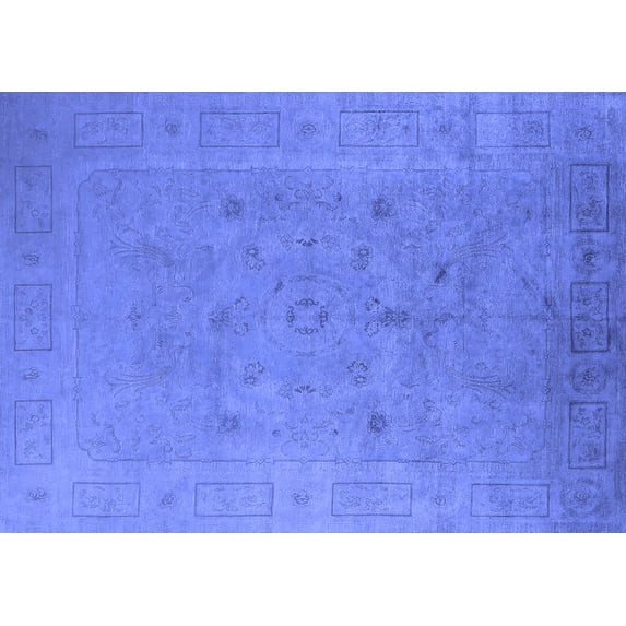 Ahgly Company Indoor Rectangle Oriental Blue Industrial Area Rugs, 7' x 9'