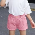 thumbnail image 2 of Mercatoo Kids Girls Summer Denim Shorts Solid Color High Waist Elastic Ripped Jeans with Pocket Girls Spandex Shorts, 2 of 3