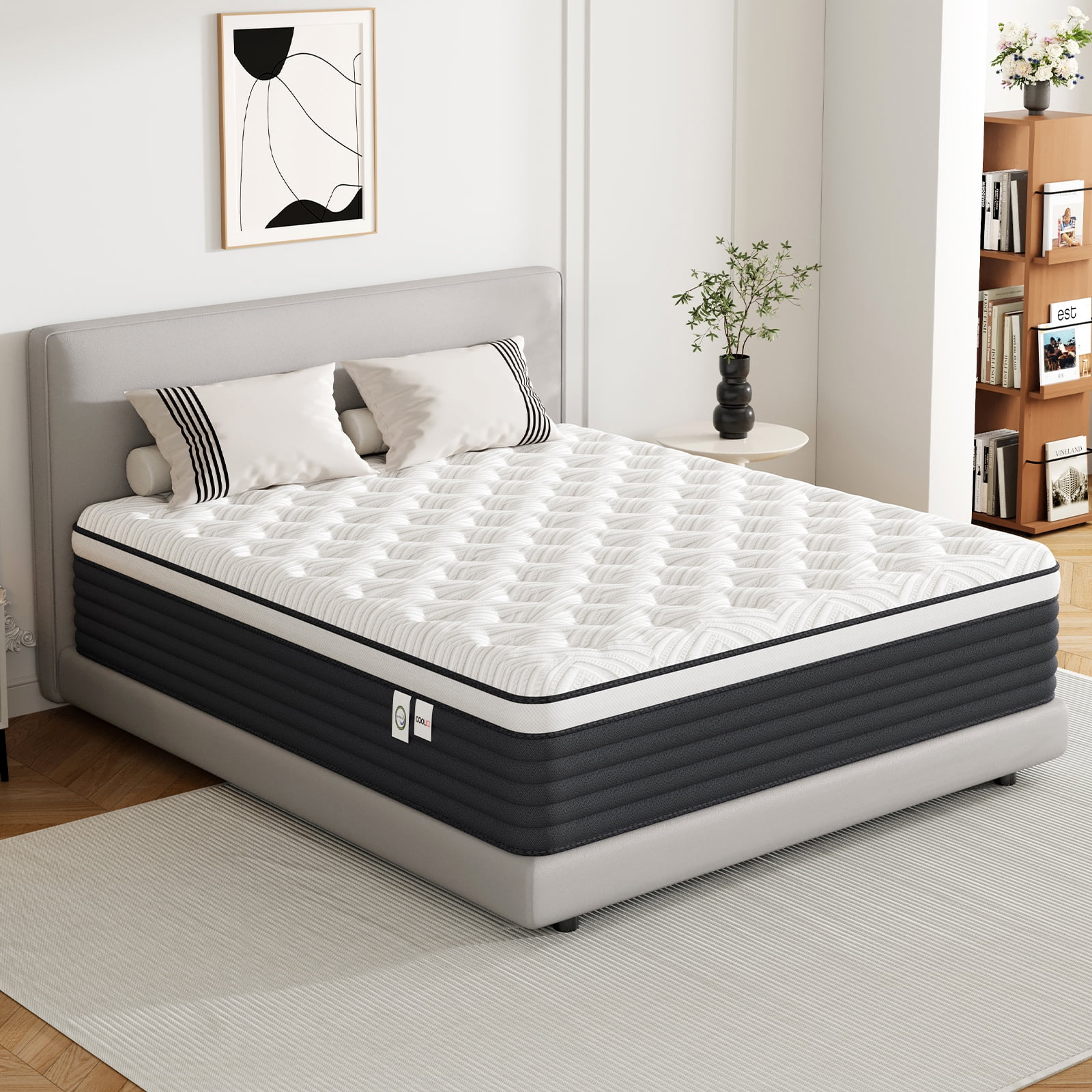Full Mattress 12 Inch, Hybrid Memory Foam Mattress in a Box, Pressure Relief for Back Support, Medium Firm, Individually Pocket Springs, CertiPUR-US Certified, Grey Full Size