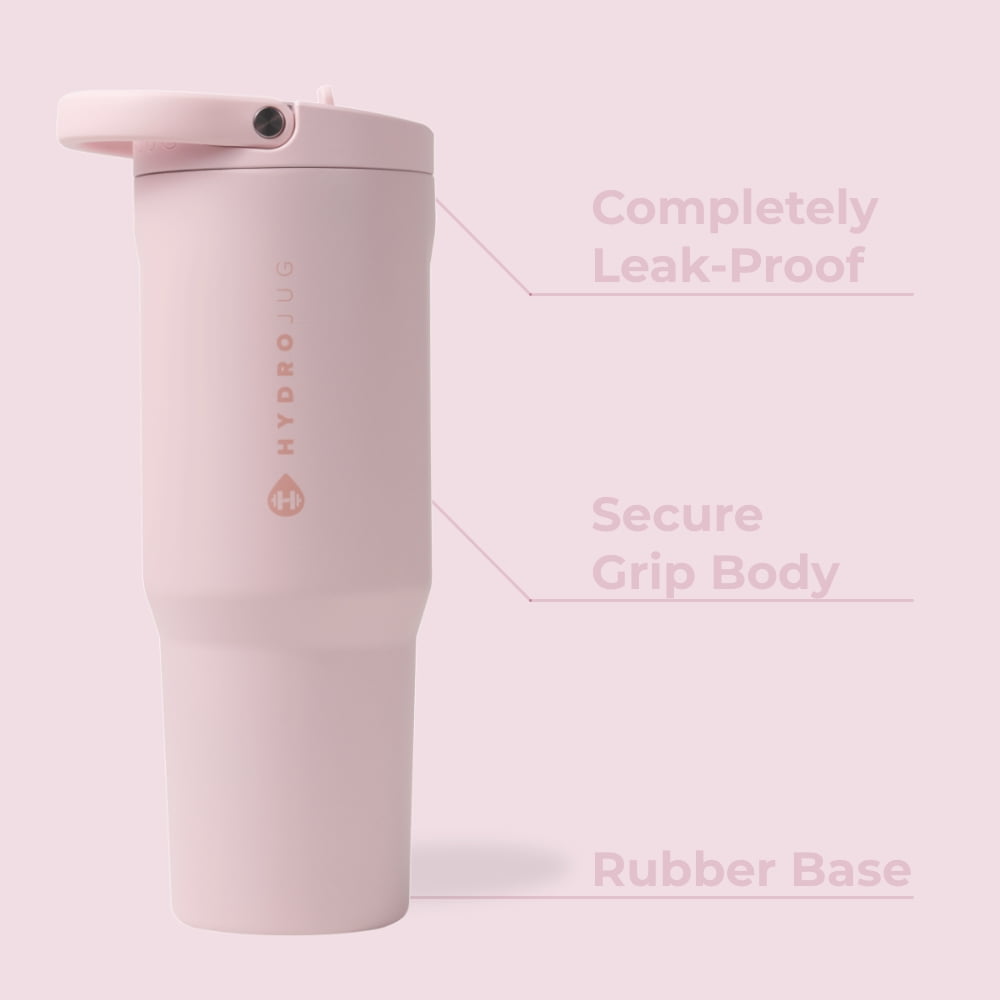 HydroJug Sport 40 oz Stainless Steel Water Bottle with Flip Straw, Insulated Leak-Proof Tumbler for Gym & Outdoor - Pink Sand