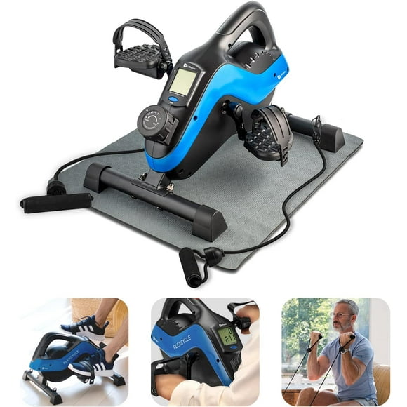 LifePro FlexCycle Under Desk Stationary Foot Pedal Exercise Bike Machine, Blue