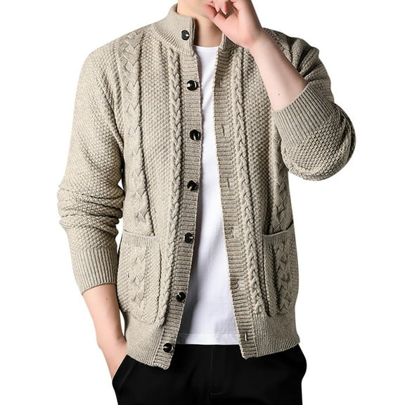 Mens Sweater, Autumn Winter Lightweight Open Front Knit Cardigan Sweater Jacket, Casual Daily Wear, Stylish Comfortable Outerwear, Soft Fabric, High, Quality Men's Clothing