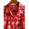 thumbnail image 3 of LA LEELA Men's Christmas Tree Hawaiian Shirts Short Sleeve Button Down Shirt Mens Shirts Vacation Aloha Party Shirts for Men XXL Red Snow Flakes, 3 of 6