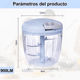 thumbnail image 2 of Picador Cortador De Verduras Rallador Manual 4 Cuchillo Acer Capacidad 900ml Xtellar azul, 2 of 3