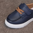 thumbnail image 5 of Purcolt Boys and Girls PU Leather Loafer Sneakers Comfort Casual Round Toe Boat Shoes Lightweight Slip On Walking Shoes with Single Strap Hook and Loop, 5 of 9