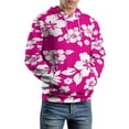 thumbnail image 5 of Red with White Hibiscus Hawaiian Flower Pattern Men's Women Vintage 3D Hooded Sweatshirt - All-Season Loose Fit Streetwear, 5 of 6