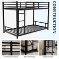 thumbnail image 6 of Metal Twin over Twin Bunk Bed, UHOMEPRO Heavy Duty Metal Bunk Bed Frame with Safety Guardrails, Built-in Ladder, Noise-Reduced Slats, Low Profile Bunk Bed for Kids, Teens Bedroom, Black, 6 of 7