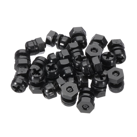 Uxcell M3x5mm Black Nylon Bolts Plastic Nuts Full Thread Head Screws and Nuts Set for Industrial Home Fastening Projects, 24 Sets