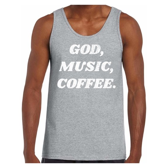 Awkward Styles God Music Coffee Tank Top Shirt for Men Christian Mens Tanks Music Clothes for Men Religious Tanks Christian Birthday Gifts God Shirts Coffee Clothing God Music Coffee Mens Shirt
