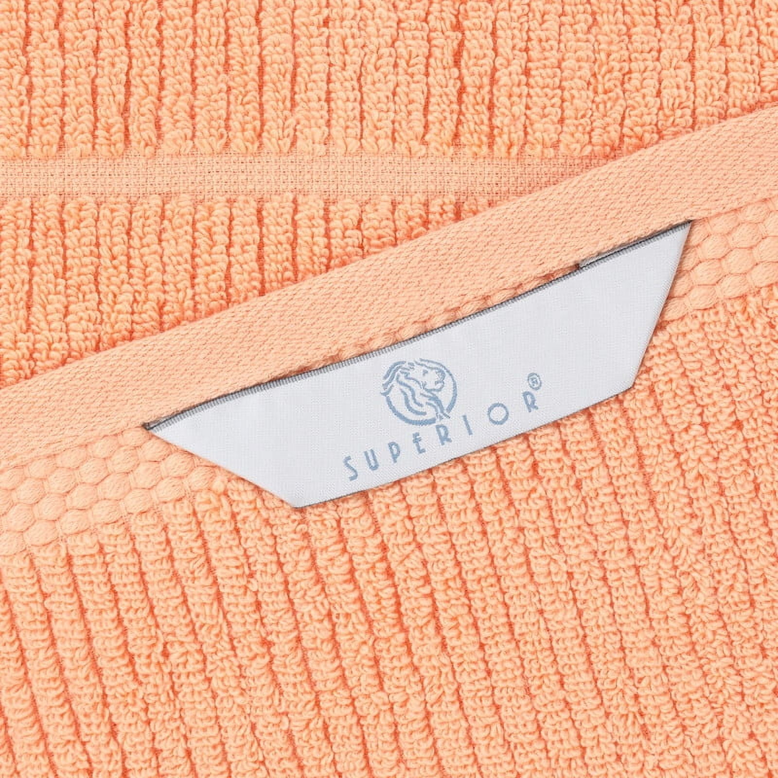Superior Milo 3 Piece Smart Twist Cotton Towel Set, Medium Weight Ribbed Design Towels, Peach