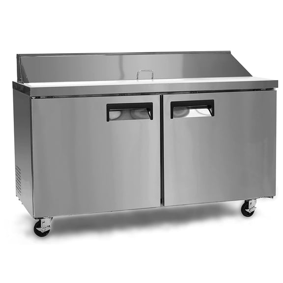 FSE MRSL-2D/60 60" Two-Door Refrigerated Commercial Salad/Sandwich Prep Table, 15 Cubic Feet, Stainless Steel, 115 v