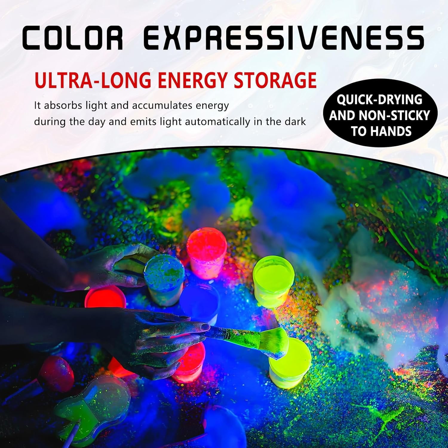 Glow in The Dark Paint, Bright Colors 120ml/4oz Blacklight Paint's, White (Glows Blue) Craft Paints, Acrylic Glow Fluorescent Paint Perfect for Art Painting (White (Glows Blue),4 Fl Oz)