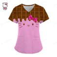 thumbnail image 1 of Camisetas de verano con bolsillos para mujer, uniforme de enfermera, Hello Kitty, cuello en V, ropa para mujer, camiseta de Hospital, camisetas para mujer 2023, 1 of 5