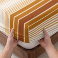 thumbnail image 3 of Twin XL Size Fitted Sheet Set - Burnt Orange Ombre Stripe 2 Piece Bedding Sets 16" Deep Pocket Fitted Sheet with 1 Pillowcases, Farmhouse Simple Striped Brushed Microfiber Hotel Luxury Bed Sheets, 3 of 9