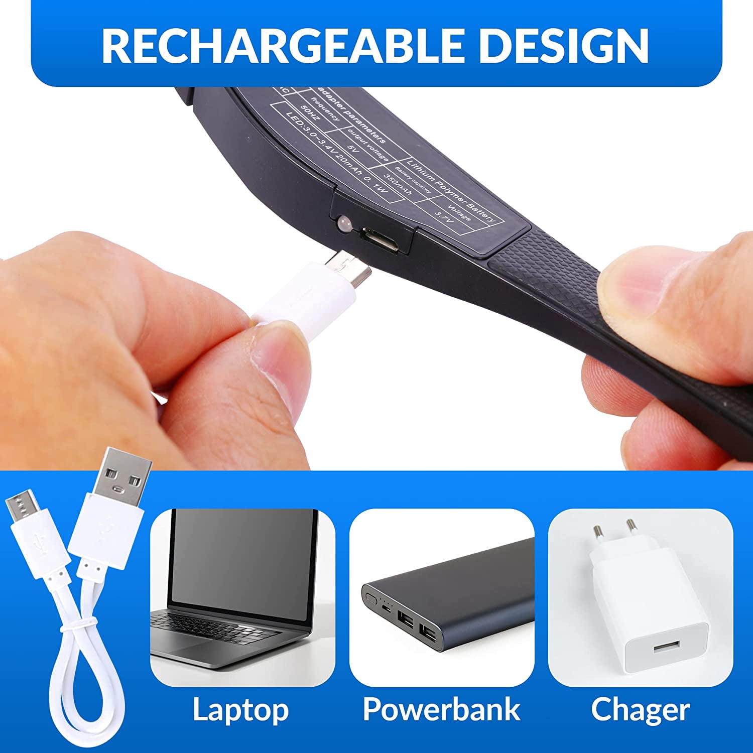 Rechargeable Magnifying Glasses, Head Magnifier Glasses with 2 LED Lights and Detachable Lenses, Best Eyeglasses Magnifier for Reading and Hobby