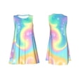 thumbnail image 3 of PAYOHTO Women's Sleeveless Dress Cute Cartoon Girly Pastel Colors Summer Dress Casual Floral Print Round Neck A Line Beach Short Sundress​ with Pockets​, 3 of 8