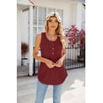 thumbnail image 4 of Summer Round Neck Sleeveless Button Solid Color Casual Women's Top, 4 of 8