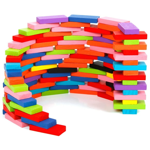 Jouet Domino Bloc de Construction Finement Poli, Jeu Éducatif Précoce pour Enfants 120 Pcs Domino