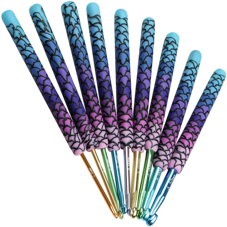 Mermaid Crochet Hooks for Arthritic Hands, Crochet Hook 9 Pack