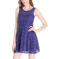 thumbnail image 2 of Allegra K Women's Sleeveless Semi Sheer Yoke Floral Lace Mini Flare Dress, 2 of 7