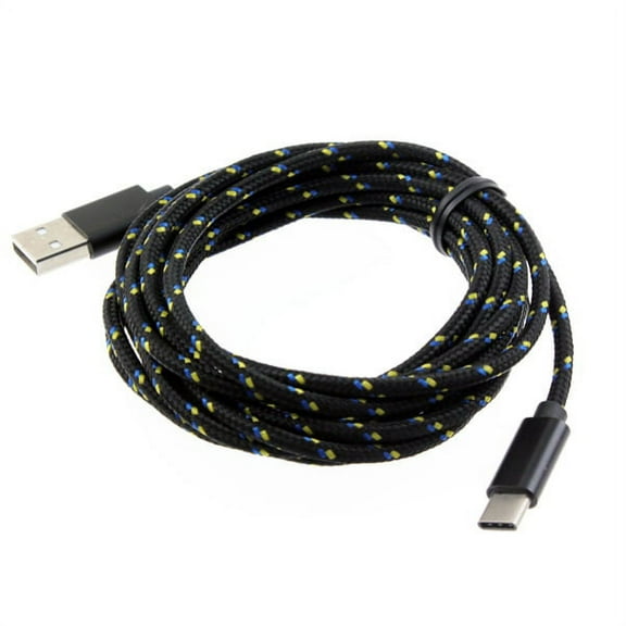 Type-C 10ft USB Cable for Galaxy A51, A01 Phones - Charger Cord Power Wire USB-C Long Braided Fast Charge Sync High Speed B2Q for Samsung Galaxy A01 / A51