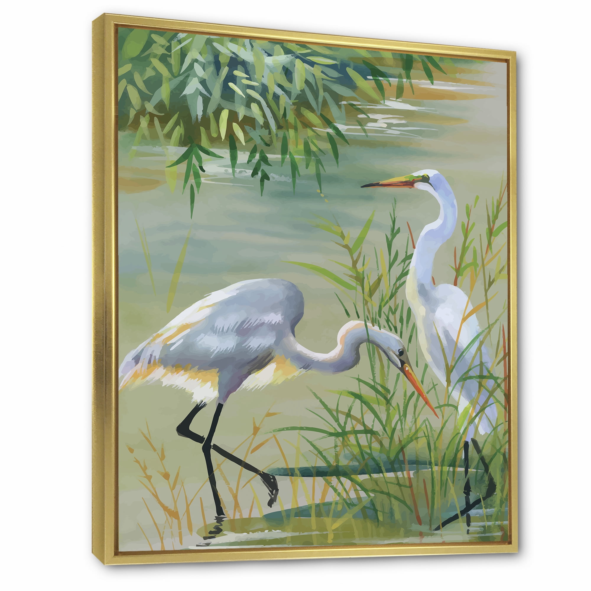 Designart 'Portrait Of Heron Birds I' Traditional Framed Canvas Wall Art Print