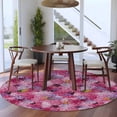 thumbnail image 3 of Round Area Rugs Collection 5 Ft, Cherry Blossom Non-Slip Residential Carpet, Pink Purple Flowers Modern Oil Painting Art Indoor Crawling Mats Runner Rugs for Living Room/Dining Room/Bedroom, 3 of 8