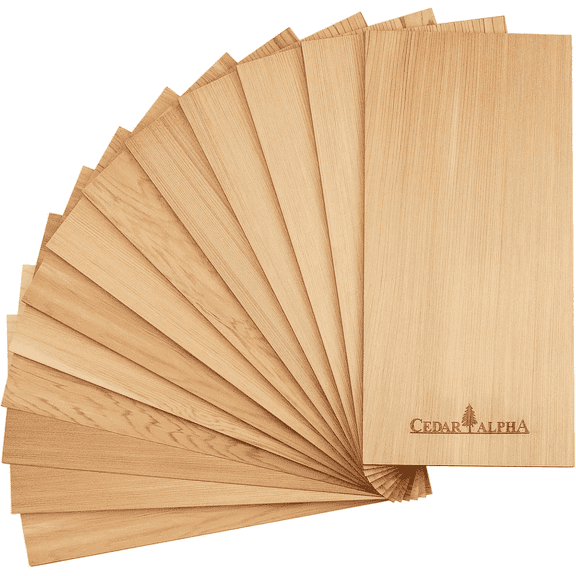 Cedar Alpha Cedar Planks for Grilling Salmon, 12 PK BBQ Cedar Planks  (11''x5.75')  Fire Starter Fiber