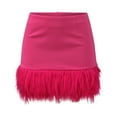 thumbnail image 6 of XIAONU Women's Feather-Trimmed Midi Skirt Pencil Flared Hem Skirts Party Soft Trendy Sport Party Skirts, 6 of 9