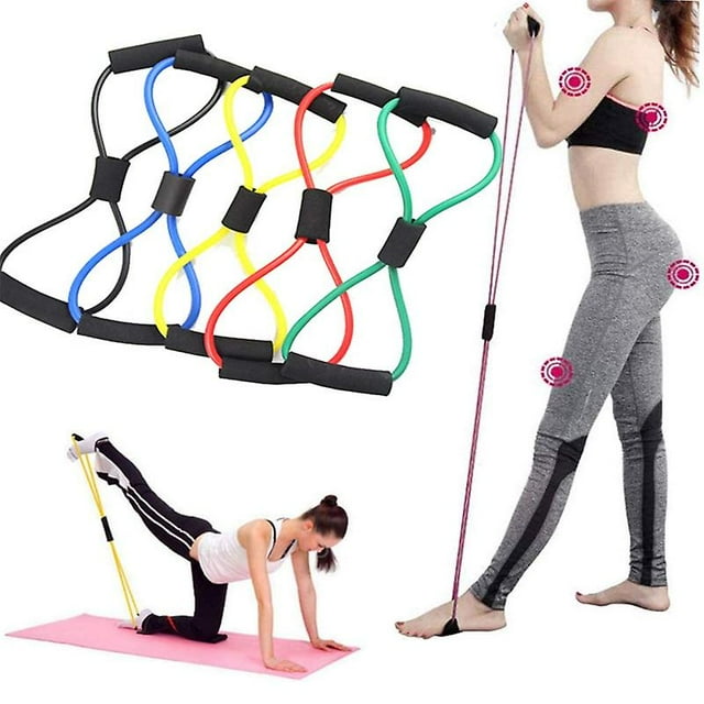 Cuerda de ejercicio, figura 8, cuerda elástica de tensión para yoga con banda de resistencia, banda elástica, correa de rally, banda elástica, cuerda de tracción, goma de látex, color aleatorio