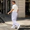 thumbnail image 5 of Hearthz Sweatpants for Men Baggy Wide Leg Lounge Mens Joggers Lightweight Lightweight Drawstring Cotton Sweatpants for Men with Pockets White XXL, 5 of 8