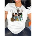 thumbnail image 1 of Girl Trip Print Crew Neck T-shirt, Casual Short Sleeve T-shirt For Summer, Women's Clothing, 1 of 6