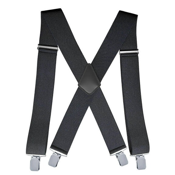 Men's Suspenders, Adjustable Elastic Men Braces, 4 Clips Heavy Duty X Suspenders Style Suspenders, Webbing Pants Suspenders for Men and Women, Prevent
